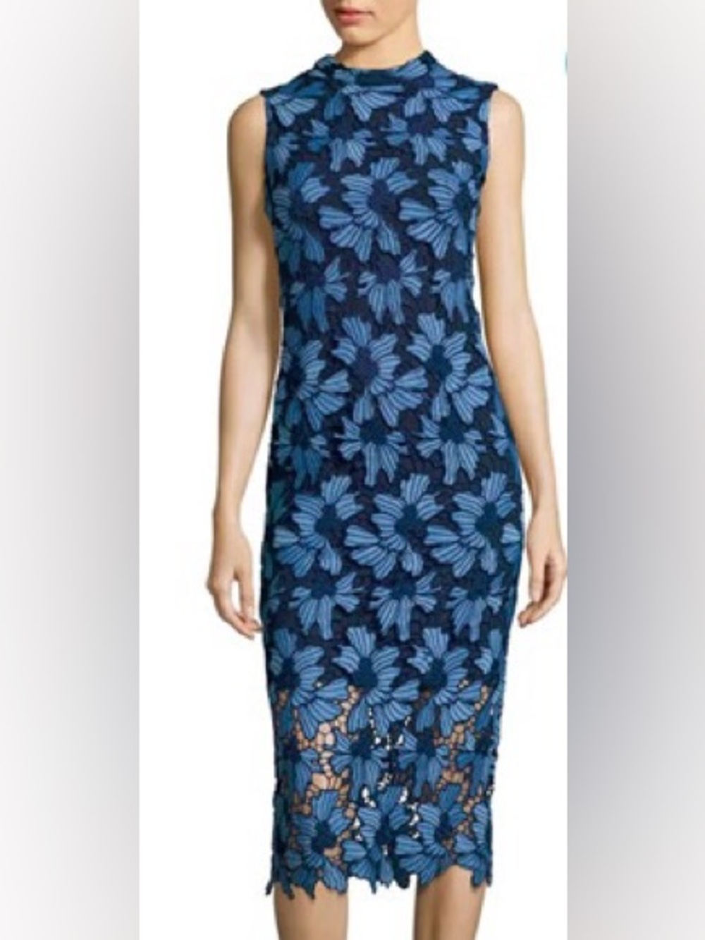 Shoshanna Blue Floral Lace Sheath Dress